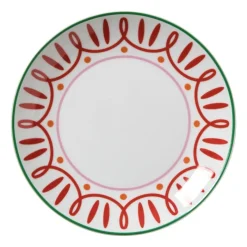 Xenos Ontbijtbord holly jolly - rood - ø20.6x2.5 cm- Borden