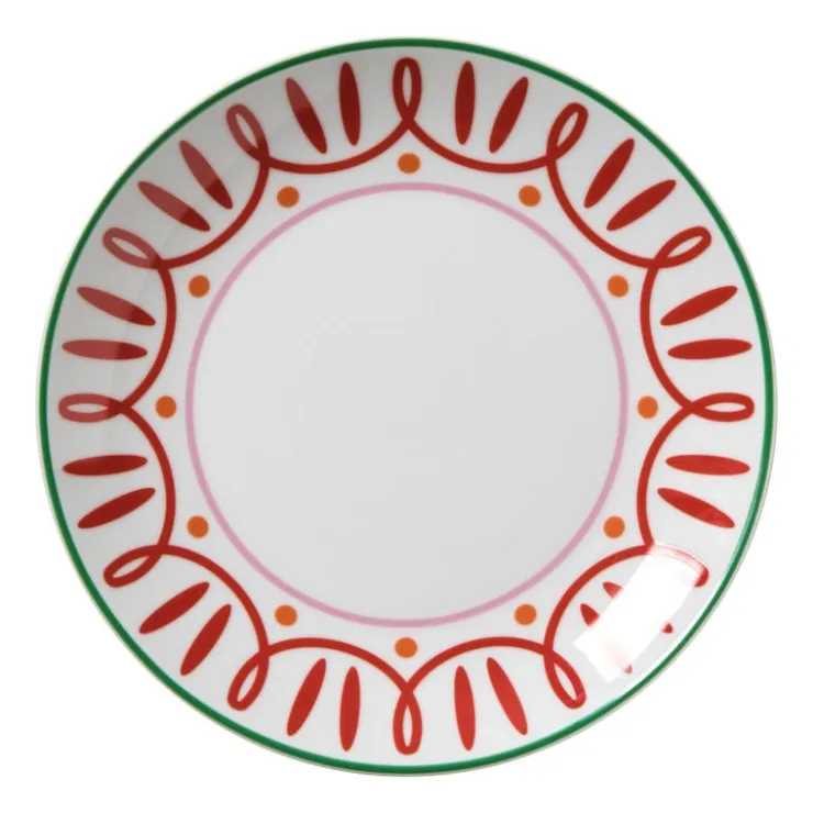 Xenos Ontbijtbord holly jolly - rood - ø20.6x2.5 cm- Borden