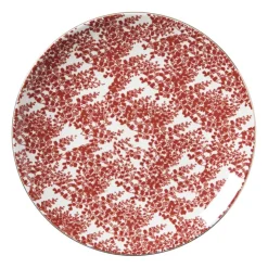 Xenos Ontbijtbord Mirna blaadjes - rood/wit - ø22x2 cm- Borden
