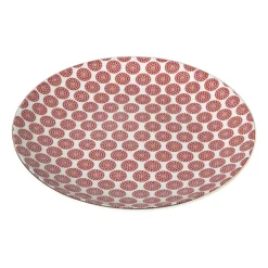 Xenos Ontbijtbord Mirna bloem - rood/wit - ø22x2 cm- Borden