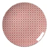 Xenos Ontbijtbord Mirna ruit - rood/wit - ø22x2 cm- Borden