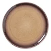 Xenos Ontbijtbord Olivia - bordeauxrood/beige - ø22x2 cm- Borden