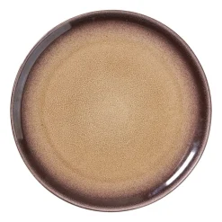 Xenos Ontbijtbord Olivia - bordeauxrood/beige - ø22x2 cm- Borden