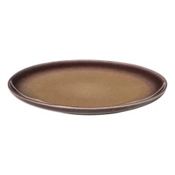 Xenos Ontbijtbord Olivia - bordeauxrood/beige - ø22x2 cm- Borden