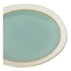 Xenos Ontbijtbord Roots - turquoise - ø22x2.5 cm- Borden