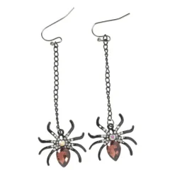 Xenos Oorbellen spin - zwart- Verkleedaccessoires