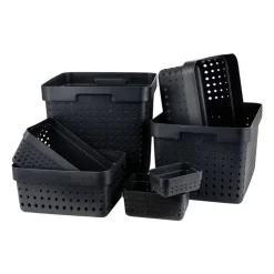 Xenos Opbergbak L - zwart - 15.8x11.8x7.3 cm- Opbergbakken