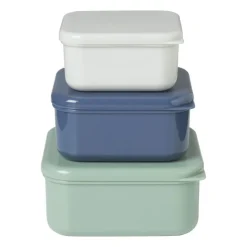 Xenos Opbergbakjes set van 3 - groen/blauw/grijs- Broodtrommels