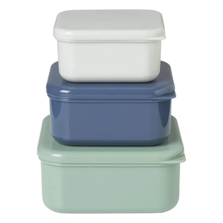 Xenos Opbergbakjes set van 3 - groen/blauw/grijs- Broodtrommels