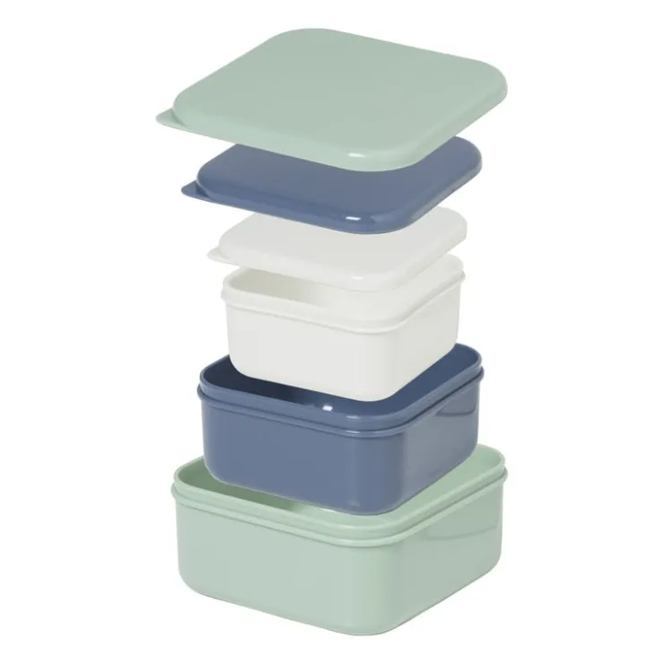 Xenos Opbergbakjes set van 3 - groen/blauw/grijs- Broodtrommels