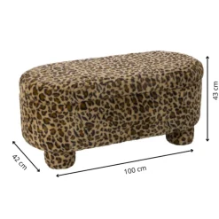 Xenos Opbergbank luipaard dodo - bruin - 43x100x42 cm- Bankjes