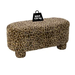 Xenos Opbergbank luipaard dodo - bruin - 43x100x42 cm- Bankjes