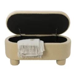 Xenos Opbergbank teddy dodo - beige - 43x100x42 cm- Bankjes