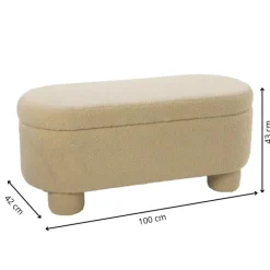 Xenos Opbergbank teddy dodo - beige - 43x100x42 cm- Bankjes