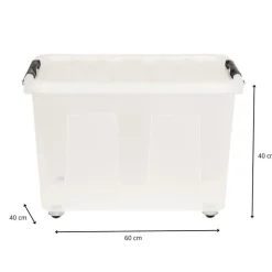 Xenos Opbergbox met wieltjes - 75 liter - 40x60x40 cm- Opbergboxen