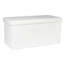 Xenos Opbergbox Teddy opvouwbaar - wit - 38x76x38 cm- Opbergboxen