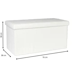 Xenos Opbergbox Teddy opvouwbaar - wit - 38x76x38 cm- Opbergboxen