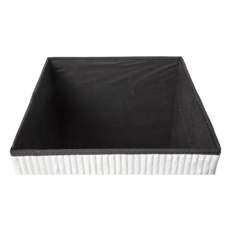 Xenos Opbergbox teddy rib vierkant - wit - 38x38x38 cm- Opbergboxen