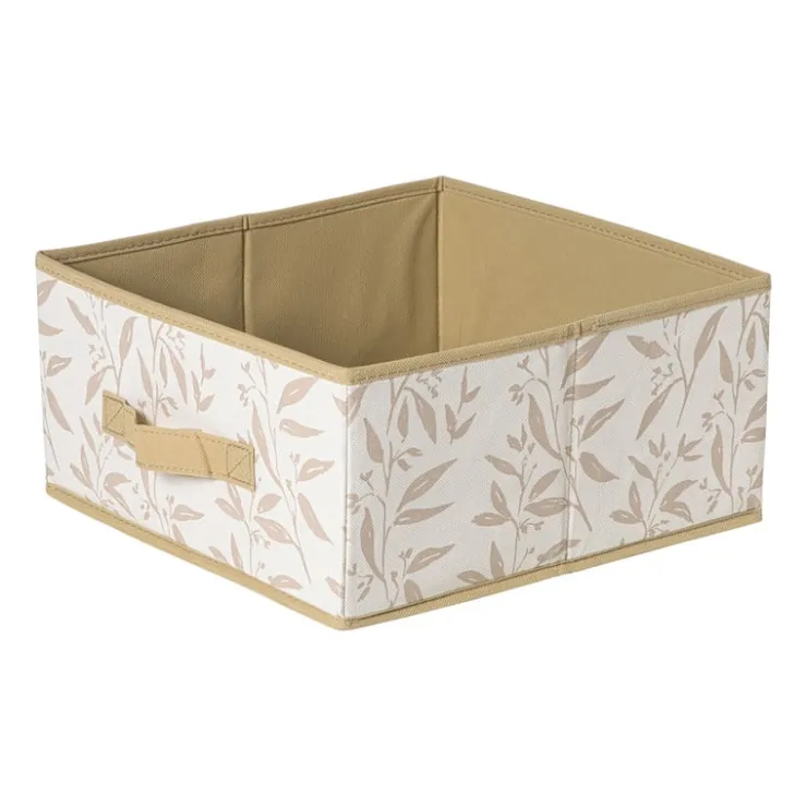 Xenos Opbergdoos leafs - bruin/beige - 15x30x30 cm- Opbergboxen