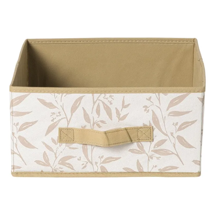 Xenos Opbergdoos leafs - bruin/beige - 15x30x30 cm- Opbergboxen