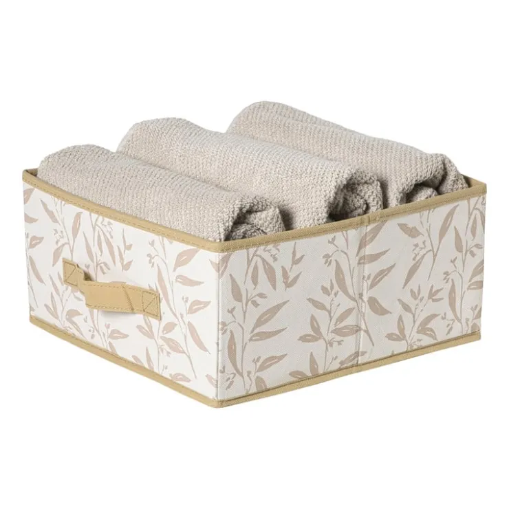 Xenos Opbergdoos leafs - bruin/beige - 15x30x30 cm- Opbergboxen