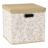 Xenos Opbergdoos met deksel leafs - bruin/beige - 30x30x30 cm- Opbergboxen