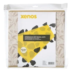 Xenos Opbergdoos met deksel leafs - bruin/beige - 30x30x30 cm- Opbergboxen