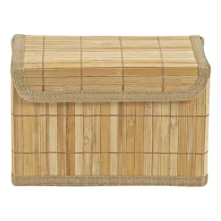 Xenos Opbergmand met deksel - bamboe - 16x24x14 cm- Opbergbakken|Manden