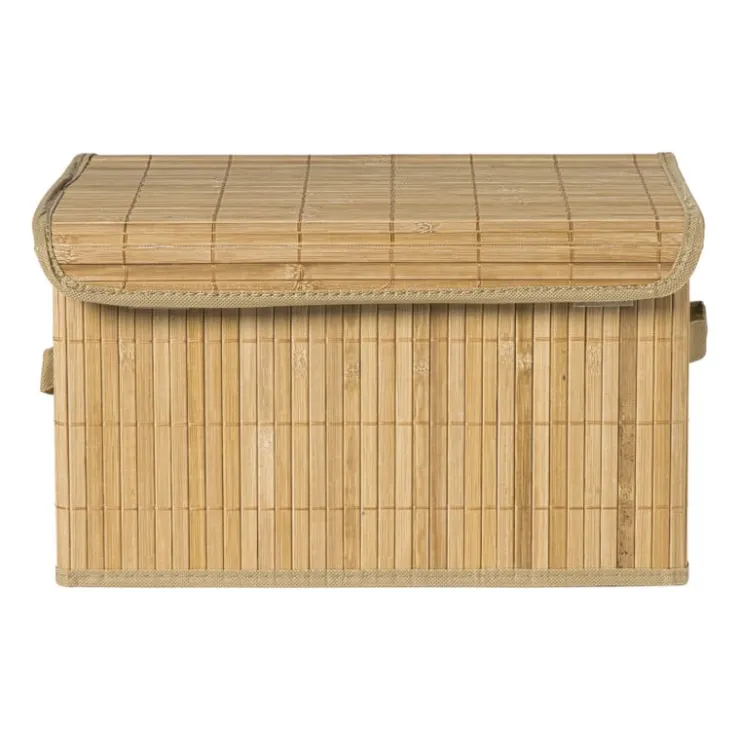 Xenos Opbergmand met deksel groot - bamboe - 25x38x22 cm- Opbergboxen|Manden