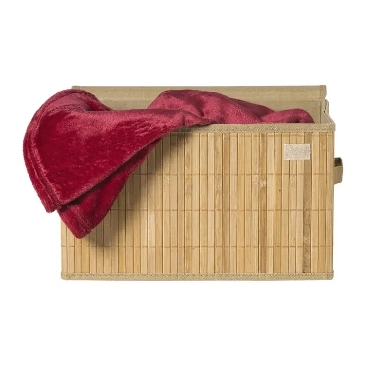 Xenos Opbergmand met deksel groot - bamboe - 25x38x22 cm- Opbergboxen|Manden