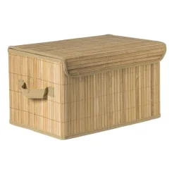 Xenos Opbergmand met deksel groot - bamboe - 25x38x22 cm- Opbergboxen|Manden