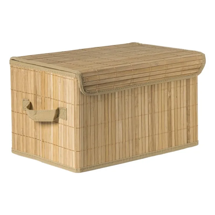 Xenos Opbergmand met deksel groot - bamboe - 25x38x22 cm- Opbergboxen|Manden