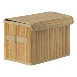 Xenos Opbergmand met deksel klein - bamboe - 18x28x17 cm- Opbergboxen|Manden