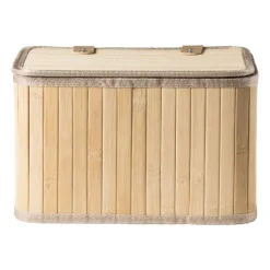 Xenos Opbergmand met deksel Oscar - 18x28x20 cm - naturel- Manden|Manden