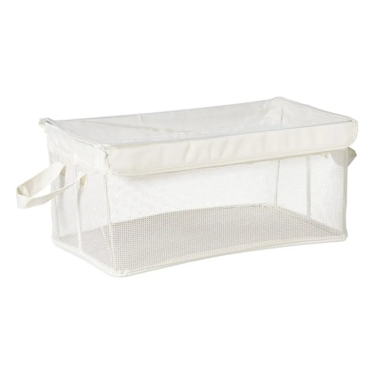 Xenos Opbergmand met handvatten - wit - 25x44x20 cm- Opbergbakken|Opbergboxen