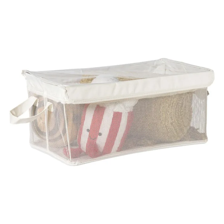 Xenos Opbergmand met handvatten - wit - 25x44x20 cm- Opbergbakken|Opbergboxen