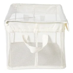 Xenos Opbergmand met handvatten - wit - 25x44x20 cm- Opbergbakken|Opbergboxen