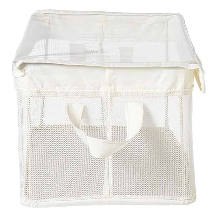 Xenos Opbergmand met handvatten - wit - 25x44x20 cm- Opbergbakken|Opbergboxen