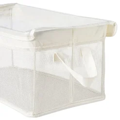 Xenos Opbergmand met handvatten - wit - 25x44x20 cm- Opbergbakken|Opbergboxen