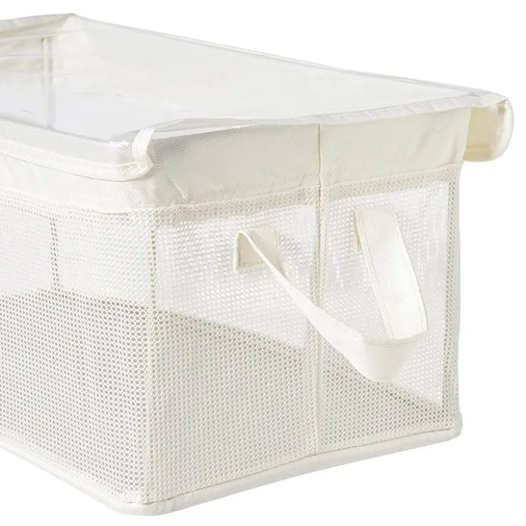 Xenos Opbergmand met handvatten - wit - 25x44x20 cm- Opbergbakken|Opbergboxen