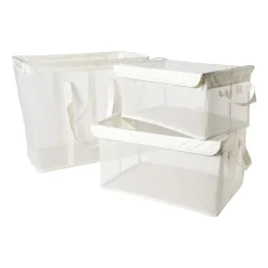 Xenos Opbergmand met handvatten - wit - 30x47x25 cm- Opbergbakken|Opbergboxen