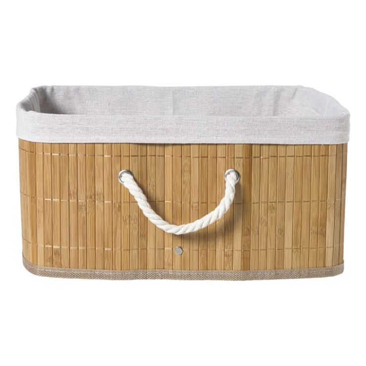 Xenos Opbergmand rechthoek laag - bamboe - 26x35x18 cm- Opbergboxen|Manden