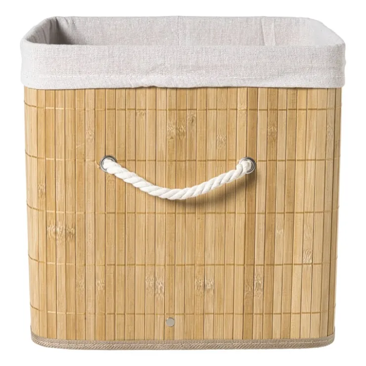 Xenos Opbergmand vierkant hoog - bamboe - 30x30x30 cm- Opbergboxen|Manden