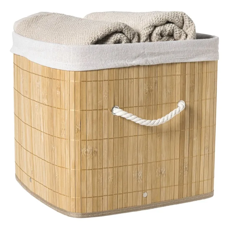 Xenos Opbergmand vierkant hoog - bamboe - 30x30x30 cm- Opbergboxen|Manden
