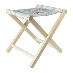 Xenos Opvouwbaar strandkrukje palm - multikleur - 37x32x35 cm- Strandaccessoires