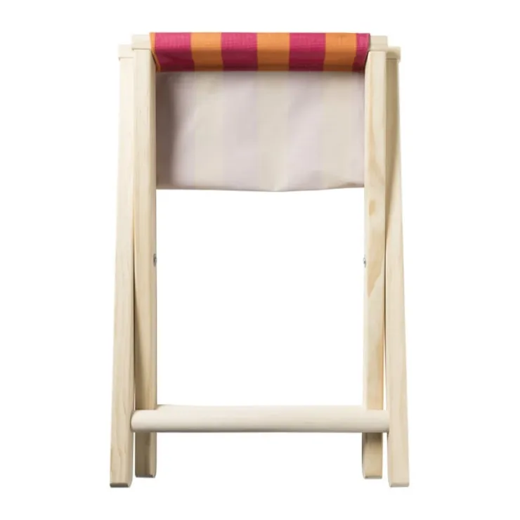 Xenos Opvouwbaar strandkrukje streep - roze/rood - 37x32x35 cm- Strandaccessoires