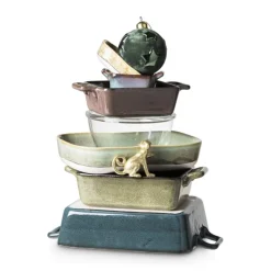 Xenos Ovenschaaltje met grepen s - diverse kleuren - 7x7x3 cm- Ovenschalen