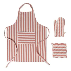 Xenos Ovenwant gestreept - oranje/wit - 18x32 cm- Ovenwanten
