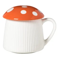 Xenos Paddenstoel mok - oranje - 350 ml- Mokken