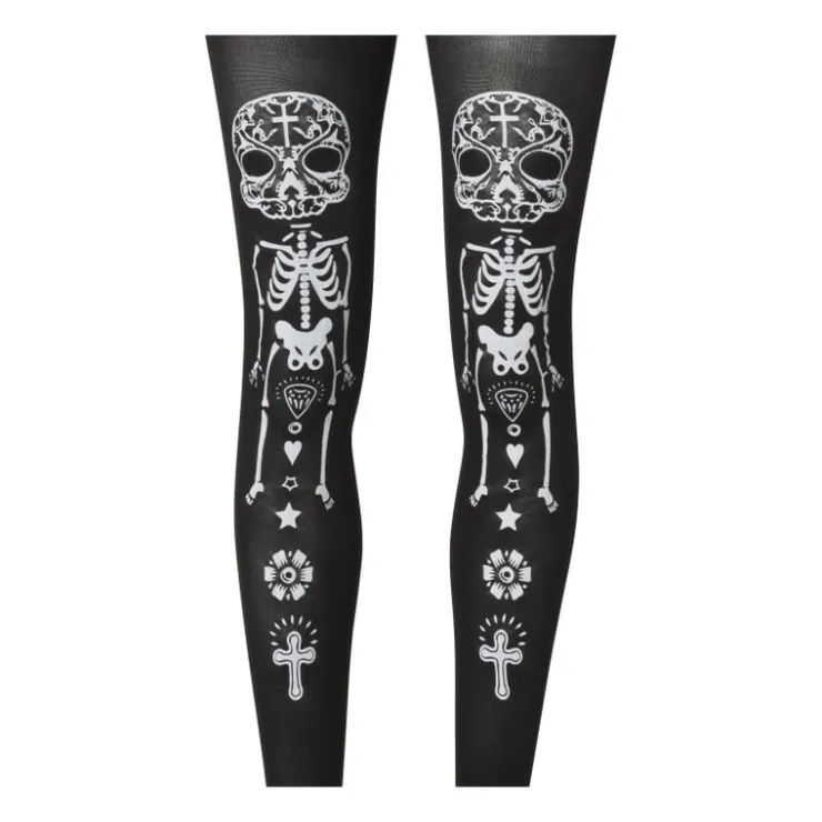Xenos Panty halloween skelet - one size- Verkleedkleding